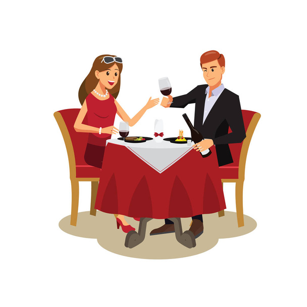 Люди в ресторане ужин
 - Вектор,изображение