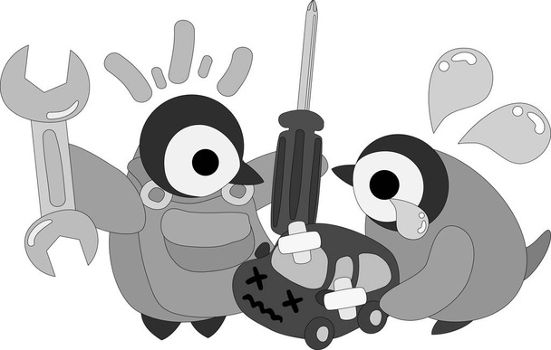The illustration of pretty penguin babies - Вектор, зображення