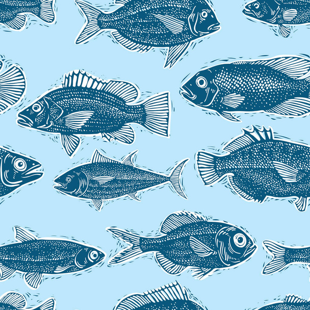 seamless pattern of fishes - ベクター画像