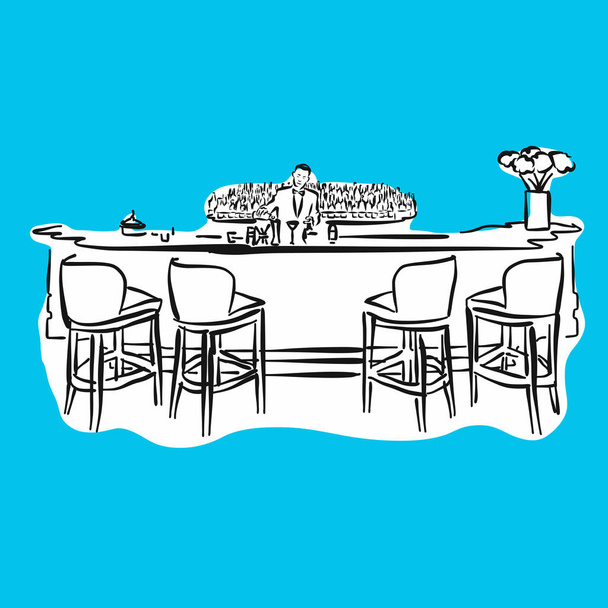 Bar del hotel con camarero, Serie Azul
 - Vector, imagen