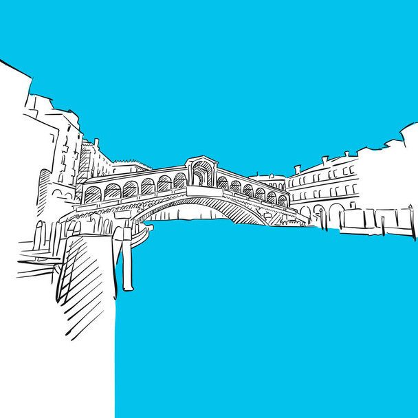 Γέφυρα Ριάλτο της Βενετίας, στην Ιταλία, μπλε σειρά - Διάνυσμα, εικόνα