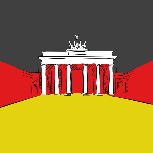 Σημαία της Γερμανίας με την πύλη του Βρανδεμβούργου - Διάνυσμα, εικόνα