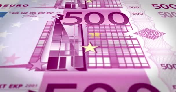 Bankovky z pěti set EUR na obrazovku, smyčka, hotovost - Záběry, video