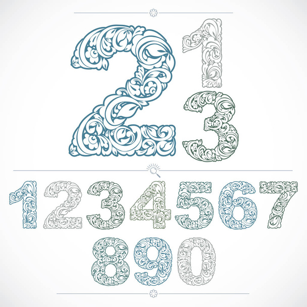 Set of vector ornate numbers - Διάνυσμα, εικόνα