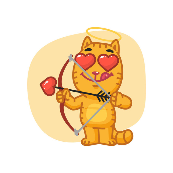 Katze Amor schießt aus Bogen - Vektor, Bild