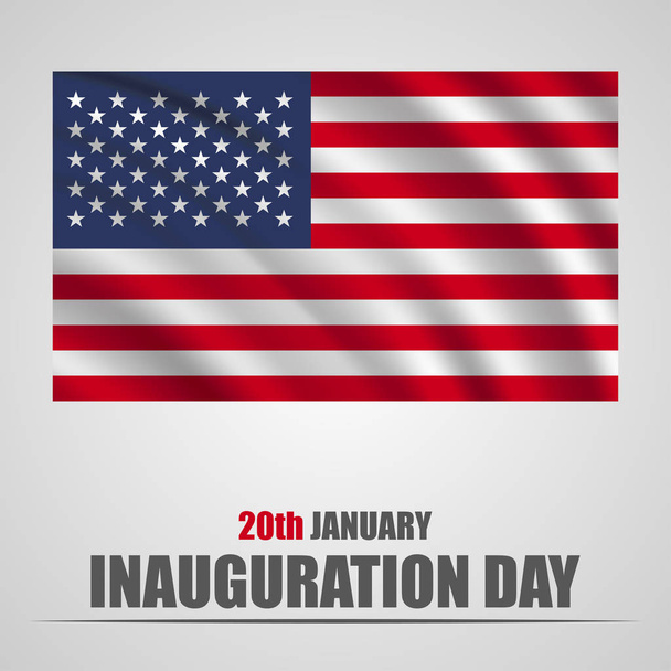 Dzień inauguracji z Usa macha flagą na szarym tle - Wektor, obraz