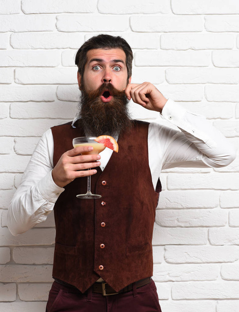 surprised handsome bearded man - Photo, Image
