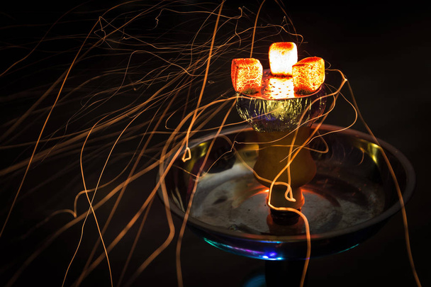 Hookah hot coals and sparks - Photo, Image