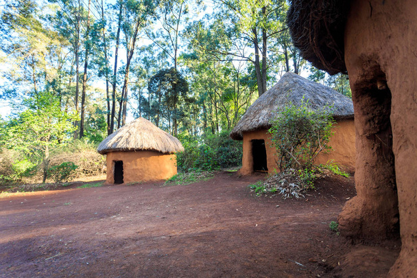 ケニア人の伝統的な部族の小屋 - 写真・画像