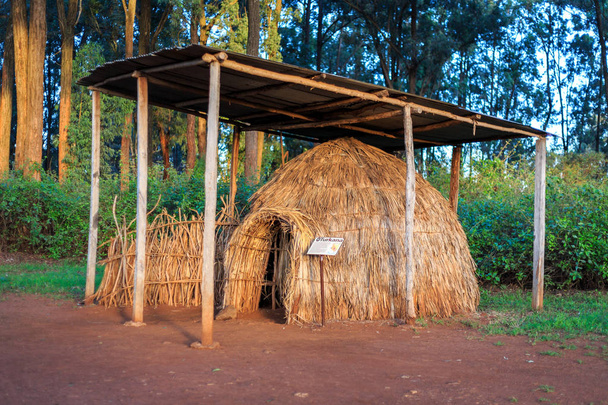 ケニア野外博物館、東アフリカのトゥルカナ族の小屋 - 写真・画像