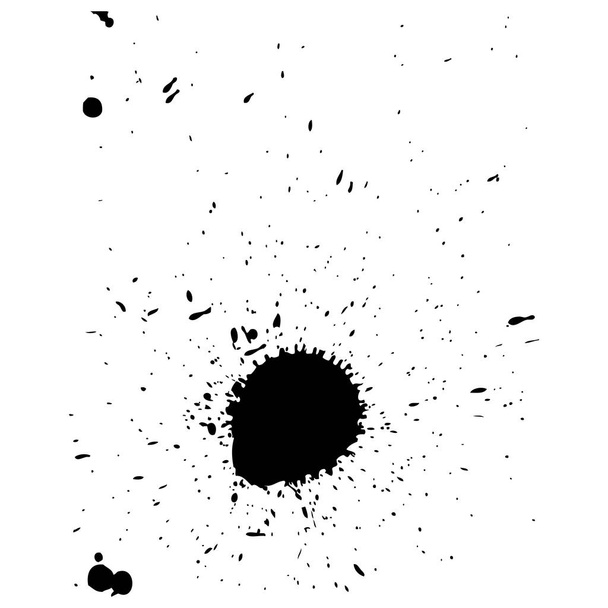 Multiple black ink drops and splashes, vector illustration clip art - Vector, Image