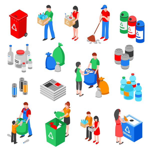 Garbage Recycling Elements Set - Vector, Image