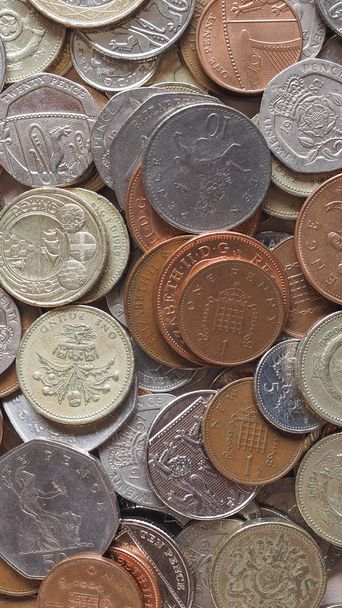 GBP Pound munten - verticale - Foto, afbeelding