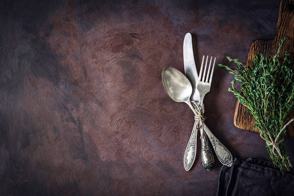 Vintage cutlery / silverware, table setting for dinner - Foto, afbeelding