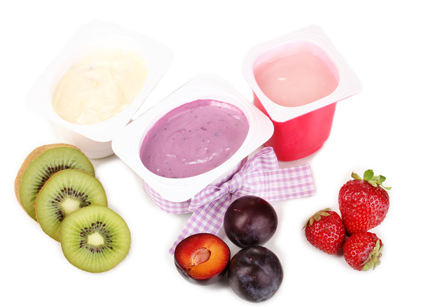 Fruit yogurts isolated on white - Foto, Bild