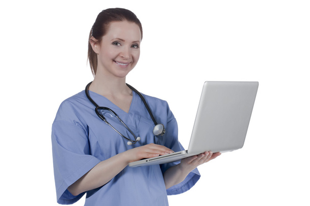 Médecin féminin avec ordinateur portable
 - Photo, image