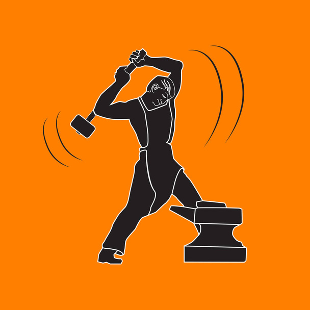 Byuschy blacksmith on the anvil with a hammer. - Vector, Image