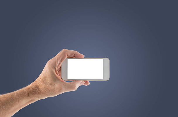 Smartphone maschio sinistro con schermo bianco
 - Foto, immagini