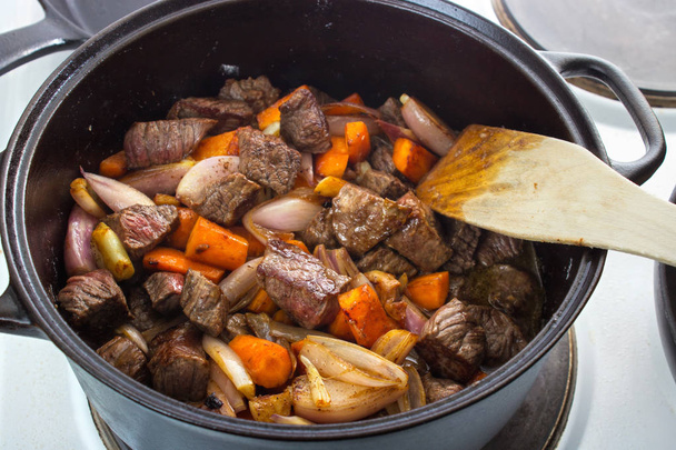 Meat stew in iron dutch  - Photo, Image