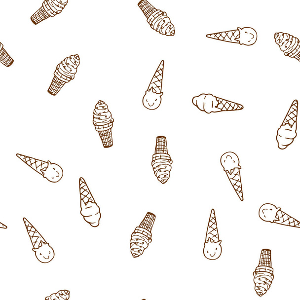 Hand drawn ice cream seamless pattern. - Vetor, Imagem