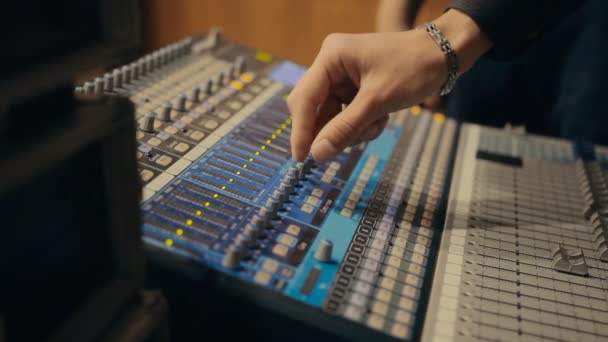 equalizers, sound studio, audio console, mixer, sliders - Materiał filmowy, wideo