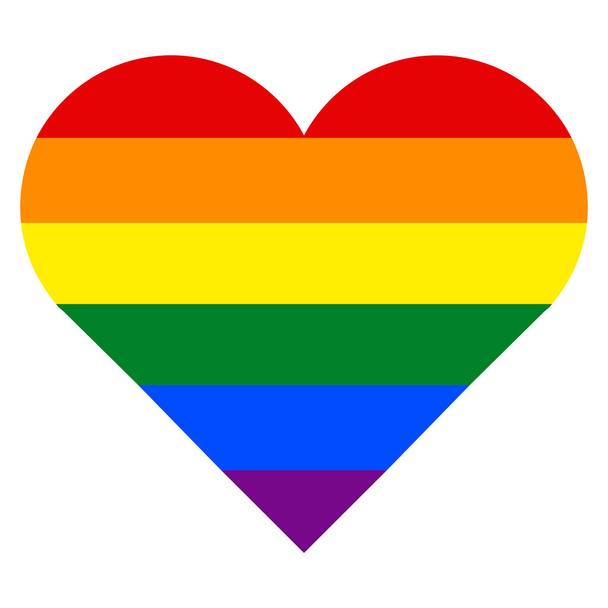 Rainbow Flag in Heart Shape - Вектор, зображення