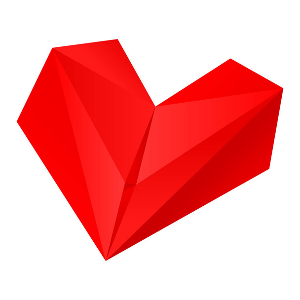 Origami Red Heart Folding Paper - Vector, Image