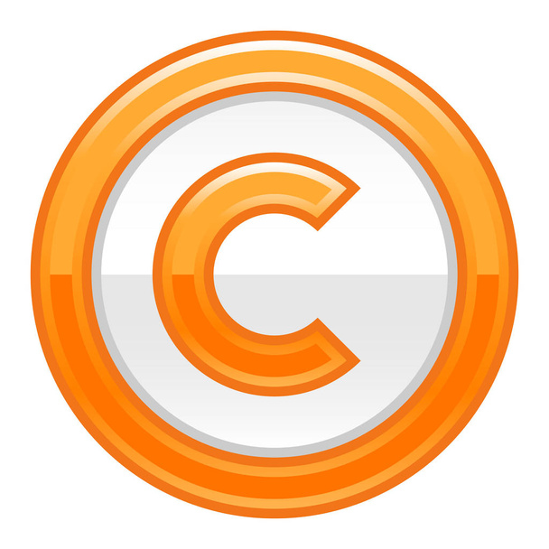 Signo de símbolo de derechos de autor naranja Icono brillante
 - Vector, Imagen
