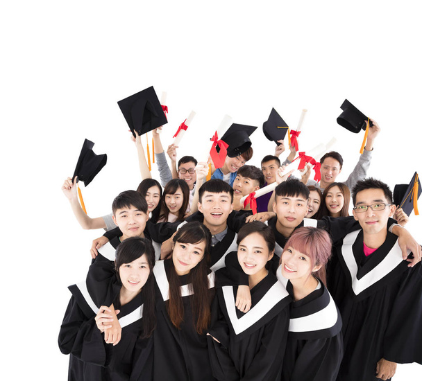 happy young group graduates holding diploma - Photo, Image
