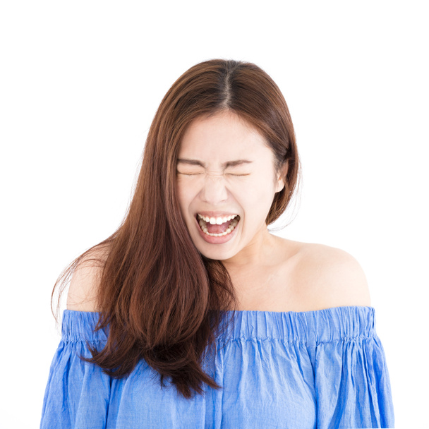angry asian young casual woman portrait  - Photo, Image