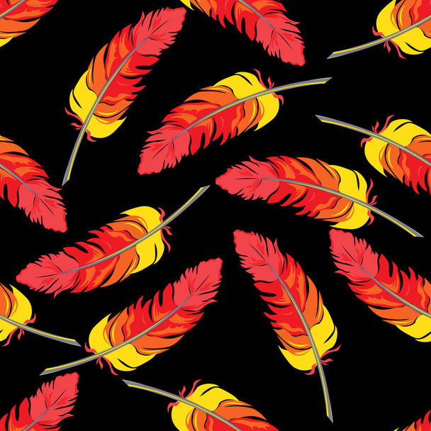 Naadloze herhalend patroon van gekleurde veren. Vector - Vector, afbeelding