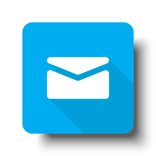 White Mail icon on blue web button - Vector, Image