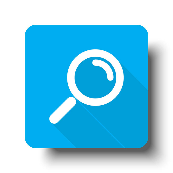 White Magnifying Glass icon on blue web button - Vector, Image