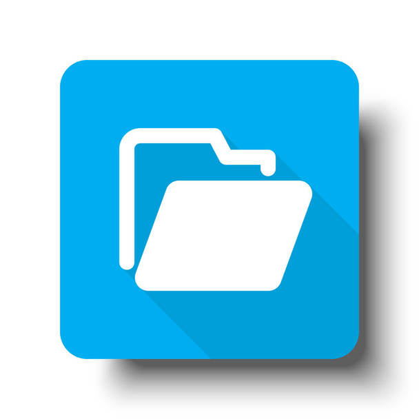 weißes Ordnersymbol auf blauem Webbutton - Vektor, Bild