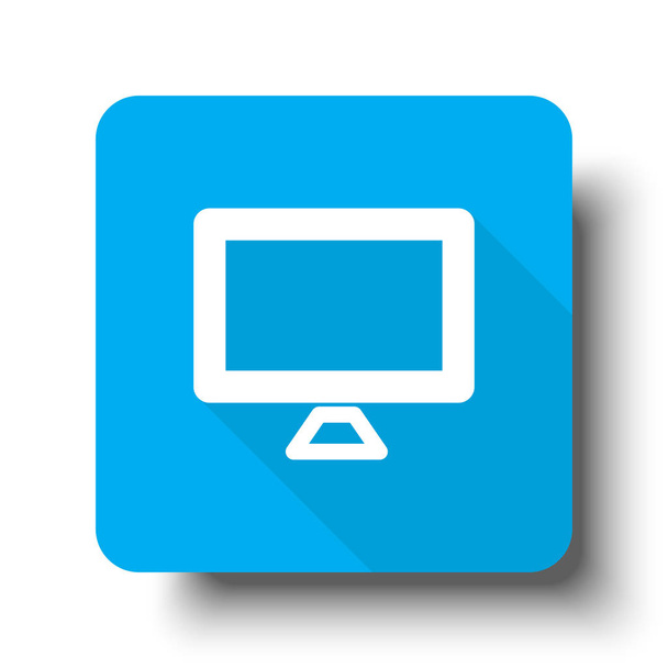 White Computer Screen icon on blue web button - Vector, Image