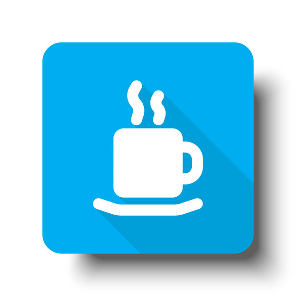 Значок белого кофе на голубой кнопке
 - Вектор,изображение