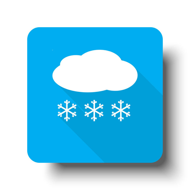 White Snow icon on blue web button - Vector, Image