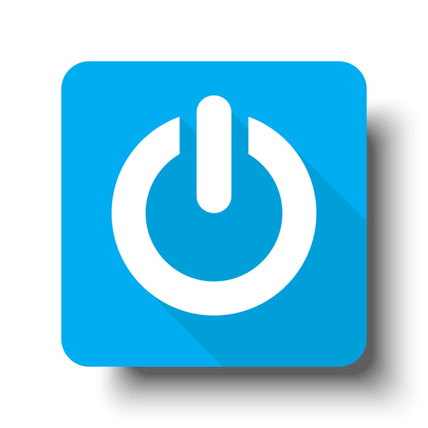 weißes Power-Symbol auf blauem Web-Knopf - Vektor, Bild