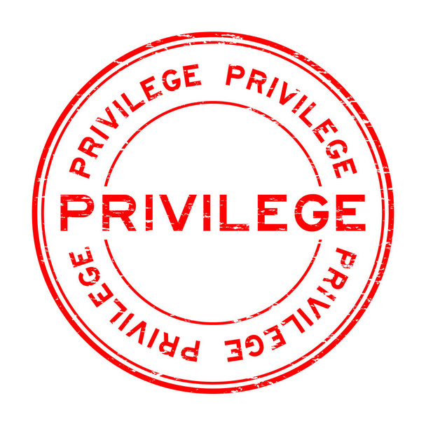 Grunge red privilege round rubber stamp on white background - Vector, Image