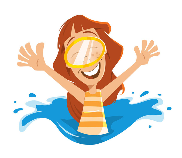 mujer feliz en la piscina - Vector, Imagen
