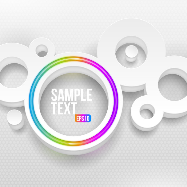 Abstract white round shape with multicolor neon circle - Vector, afbeelding