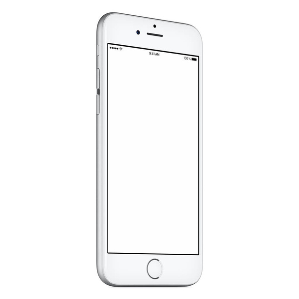 White smart phone mockup similar to iPhone slightly CCW rotated with blank screen  - Foto, immagini