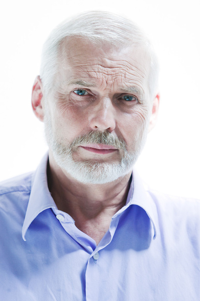 Senior man portrait frown pensive - Fotoğraf, Görsel