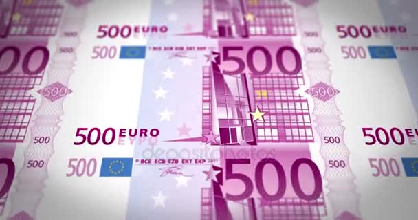 Beş yüz haddeleme ekran, döngü, nakit para üzerinde Euro banknot - Video, Çekim