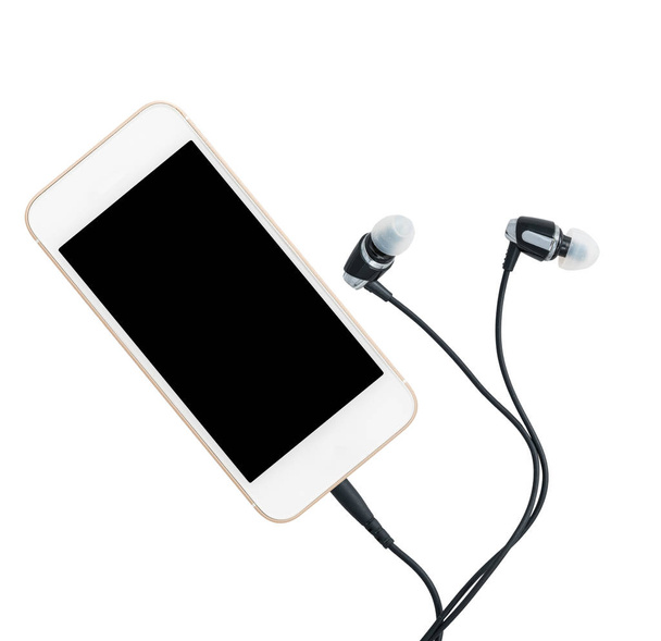 Smartphone leitor de música e fones de ouvido
 - Foto, Imagem