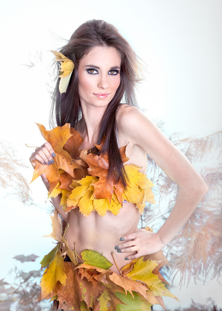 Beautiful Autumn woman , studio shot - Foto, Imagen