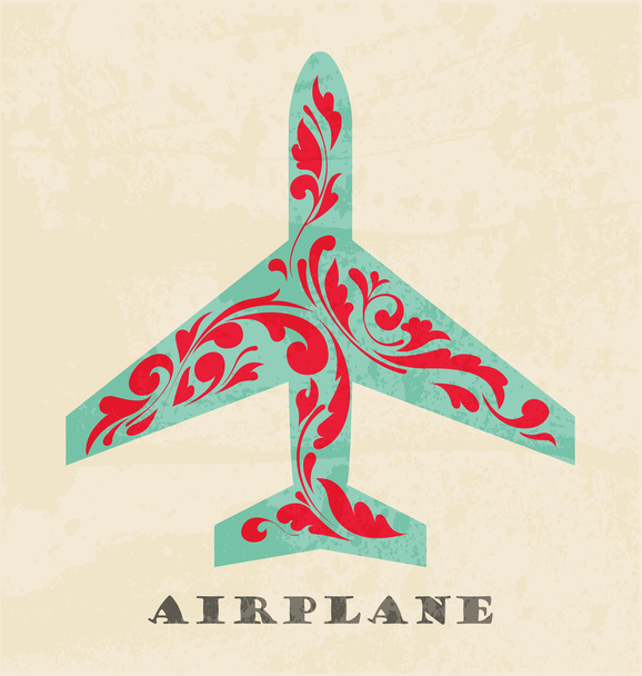 Flugzeug-Symbol. Retro-Plakat - Vektor, Bild