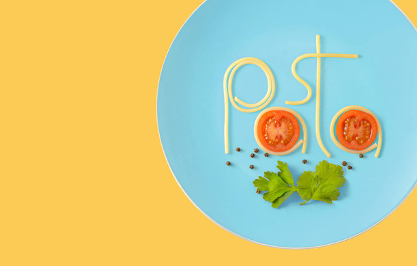 単語パスタ プレートの調理スパゲッティの作った - 写真・画像