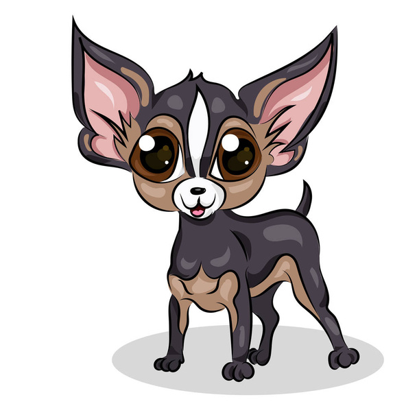 cartoon cute funny vector chihuahua dog at the white background - Vecteur, image