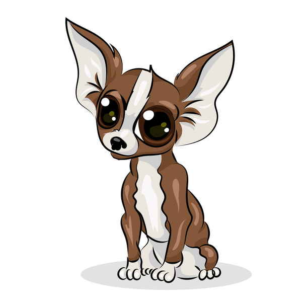 cartoon cute funny vector chihuahua dog at the white background - Vector, Image